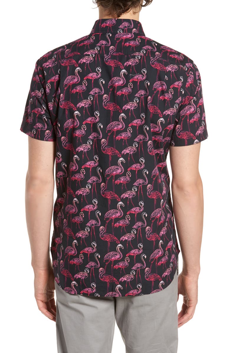 Bonobos Slim Fit Flamingo Print Sport Shirt, Alternate, color,