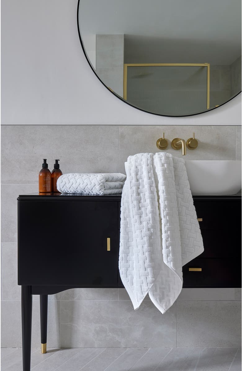 CHRISTY Trellis Textured Cotton Rayon Fibre Blend Soft Bath Towels, Alternate, color, White