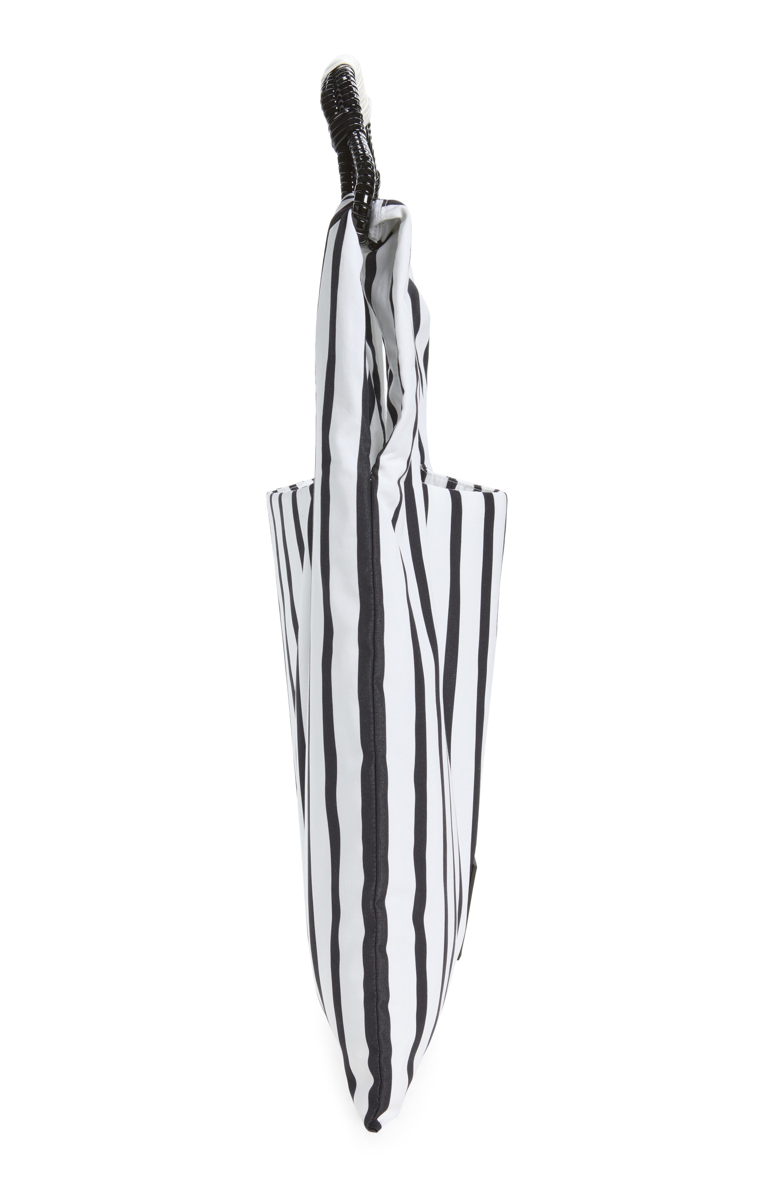 Stripe Cotton Shopper (Nordstrom Exclusive), Alternate, color, RIN07 WHITE BASE BLACK STRIPE