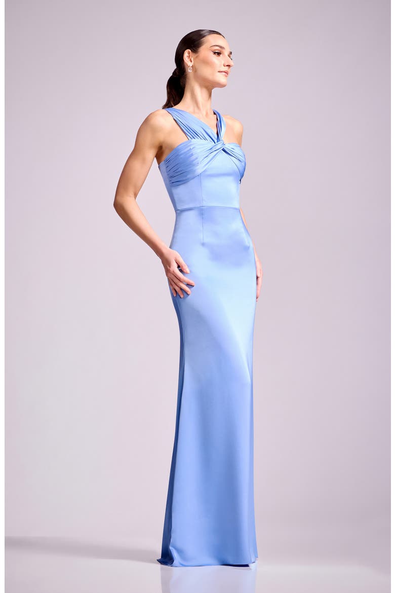 Rosalia Sleeveless Satin Gown, Alternate, color, SKY