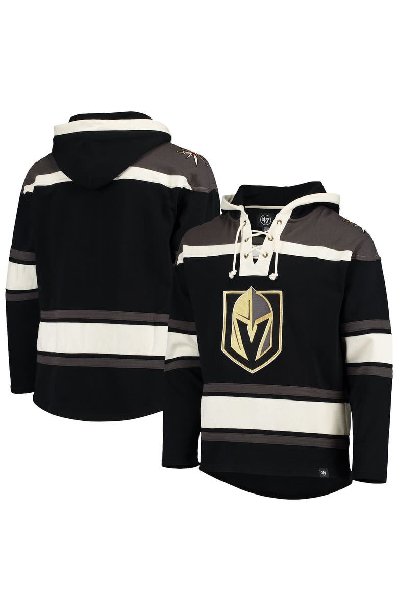'47 Men's '47 Black Vegas Golden Knights Superior Lacer Pullover Hoodie, Main, color, 