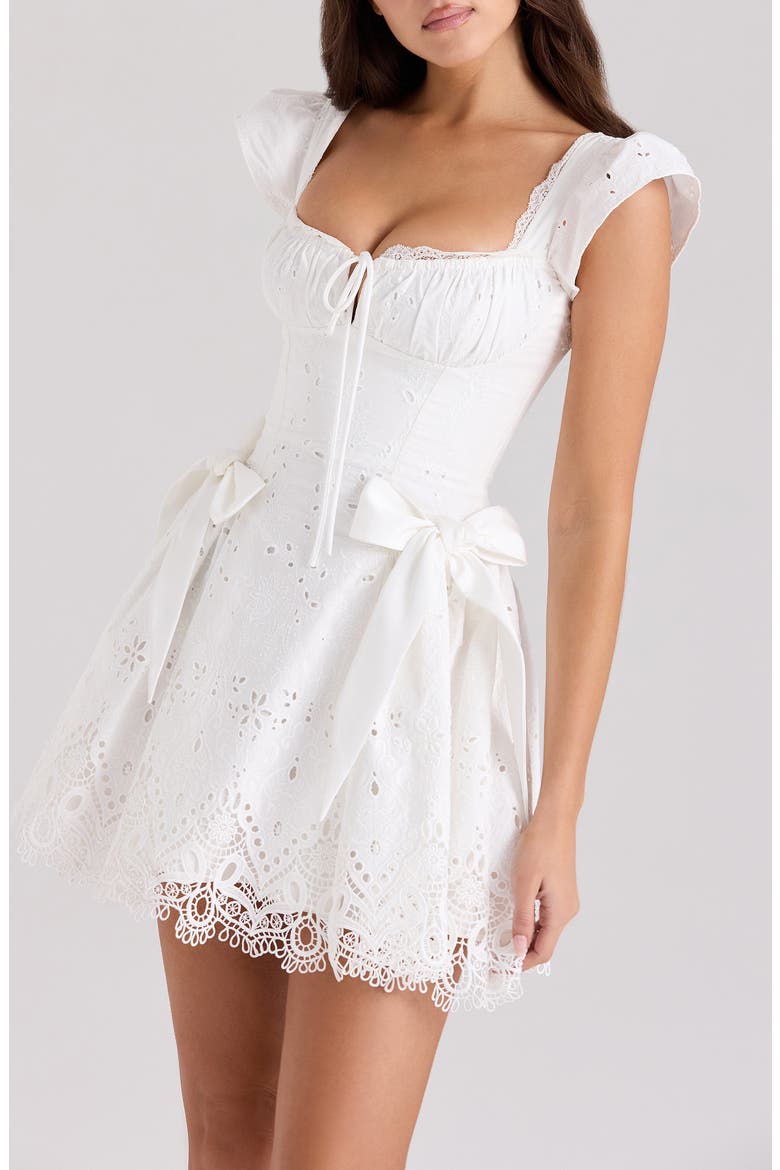Giglio Eyelet Minidress, Alternate, color, WHITE