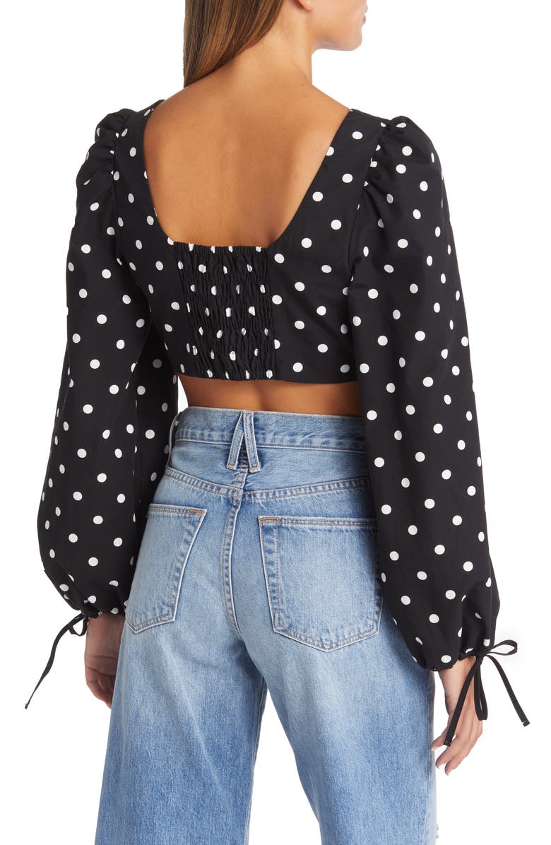 Topshop Spot Corset Crop Top, Alternate, color,
