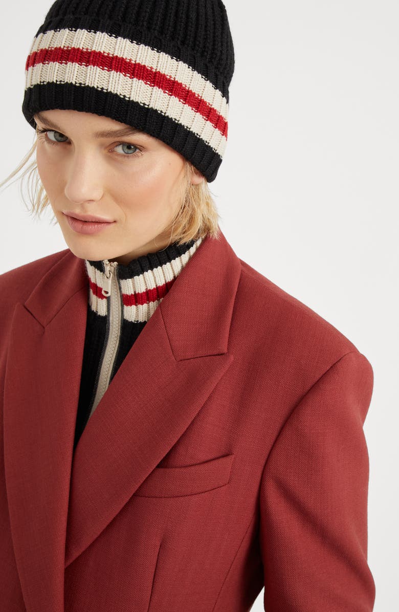 Brunello Cucinelli Cashmere Feather yarn English rib knit beanie, Alternate, color, 