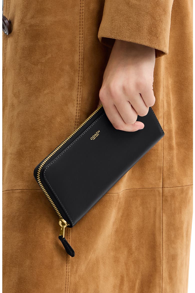 Refined Calf Leather New York Zip Wallet, Alternate, color, BLACK