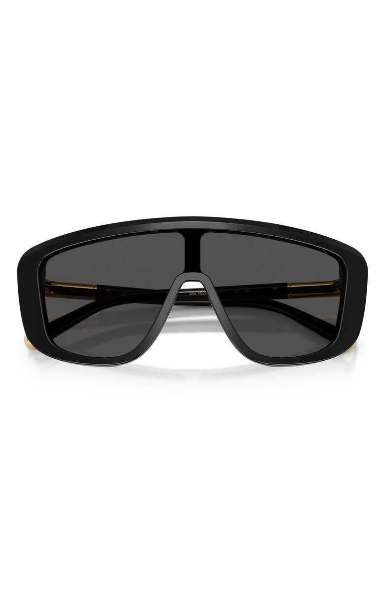 Dolce&Gabbana 128mm Rectangular Shield Sunglasses, Alternate, color, Black / Dark Grey