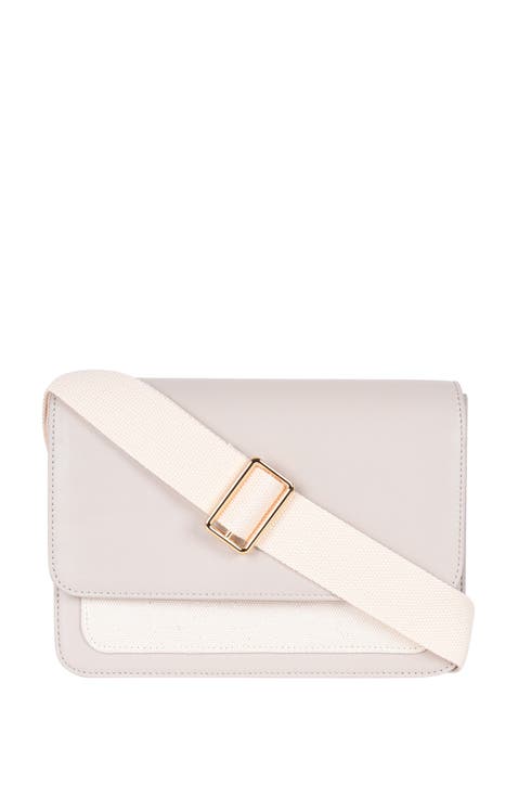 Upcycled Leather and Canvas Convertible Crossbody Satchel