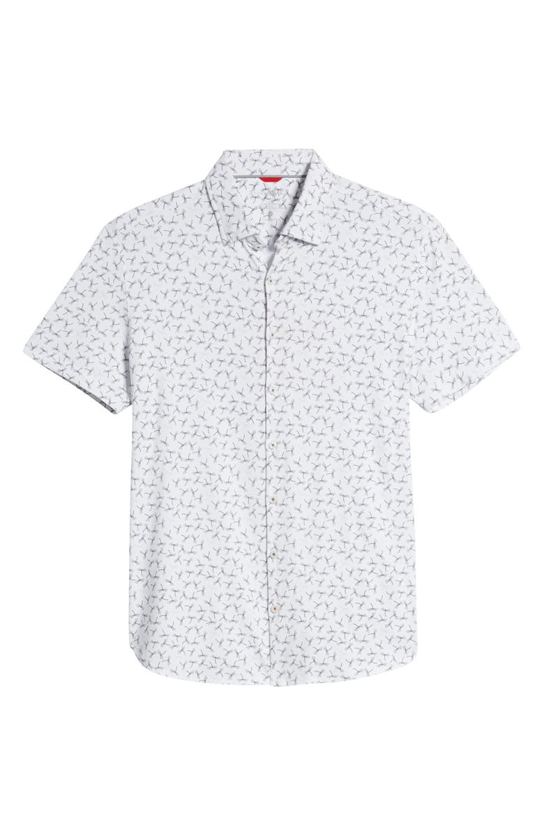 Stone Rose Short Sleeve Tech Knit Button-Up Shirt, Alternate, color,