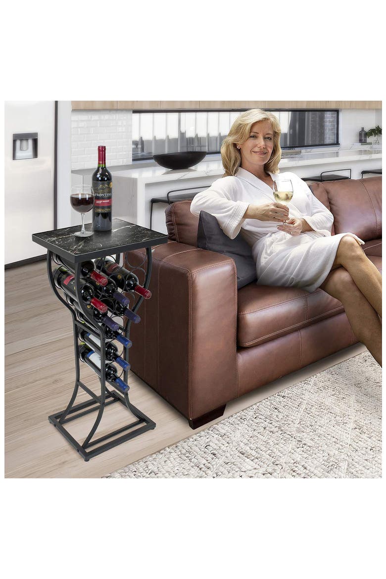 Black Marble Finish Wine Storage Display Rack, Alternate, color, BLACK