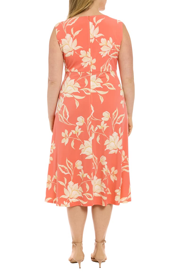 Keyhole Midi Dress, Alternate, color, ORANGE/ TAUPE