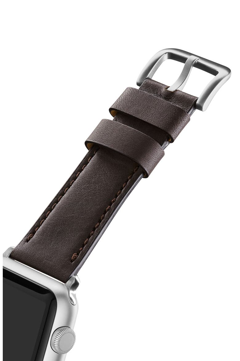 Leather Apple Watch® Strap, Alternate, color, KODIAK/ SILVER