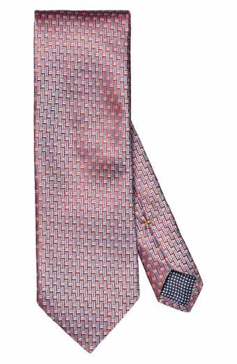 Eton Red Geometric Pattern Silk Jacquard Tie