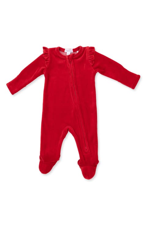 Velour Ruffle Footie
