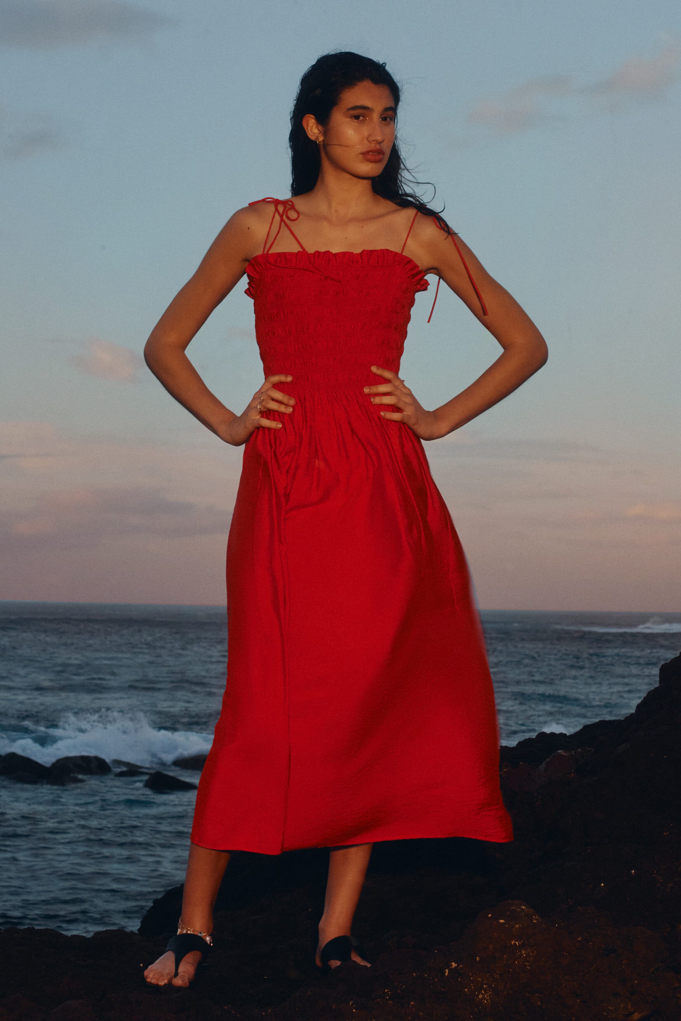 Smocked-bodice tie-strap dress - image 3