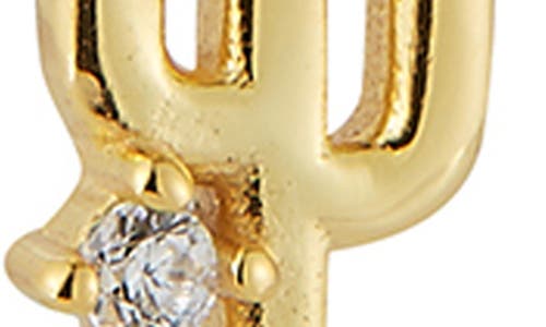 Glaze Jewelry 14k Over Silver Cz Cactus Huggie Earrings In Gold
