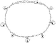 DELMAR Sterling Silver Heart Charm Station Bracelet