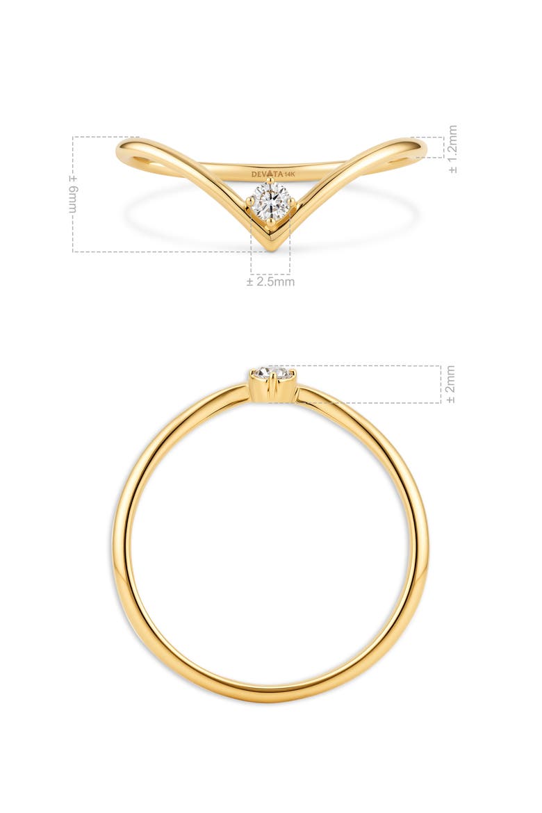 Chevron Round Lab Grown Diamond Ring in 14K Gold, Alternate, color, Yellow Gold