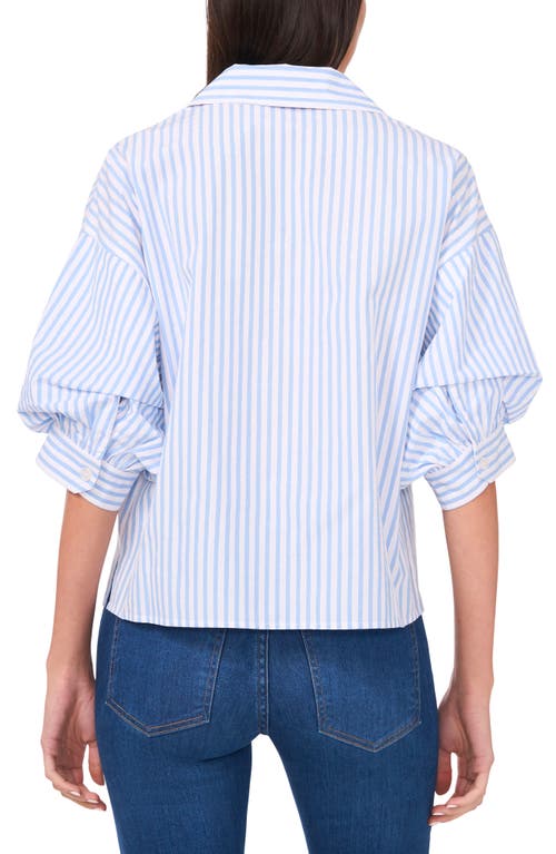 Cece Stripe Bubble Sleeve Button-up Shirt