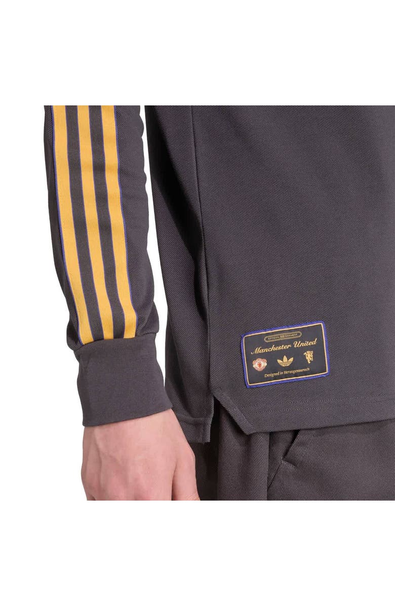 adidas Men's adidas  Gray Manchester United Terrace Icons Long Sleeve Polo, Alternate, color, Gray