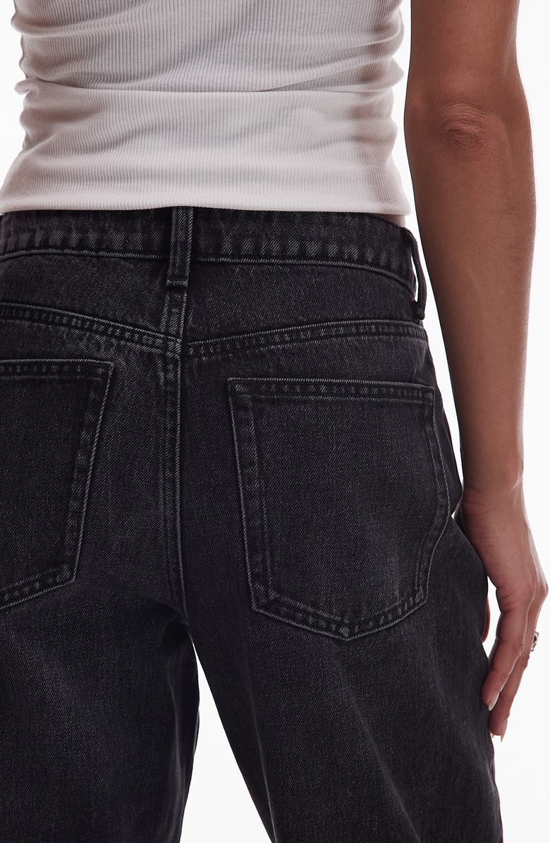 Topshop Kort High Waist Straight Leg Jeans, Alternate, color, Black