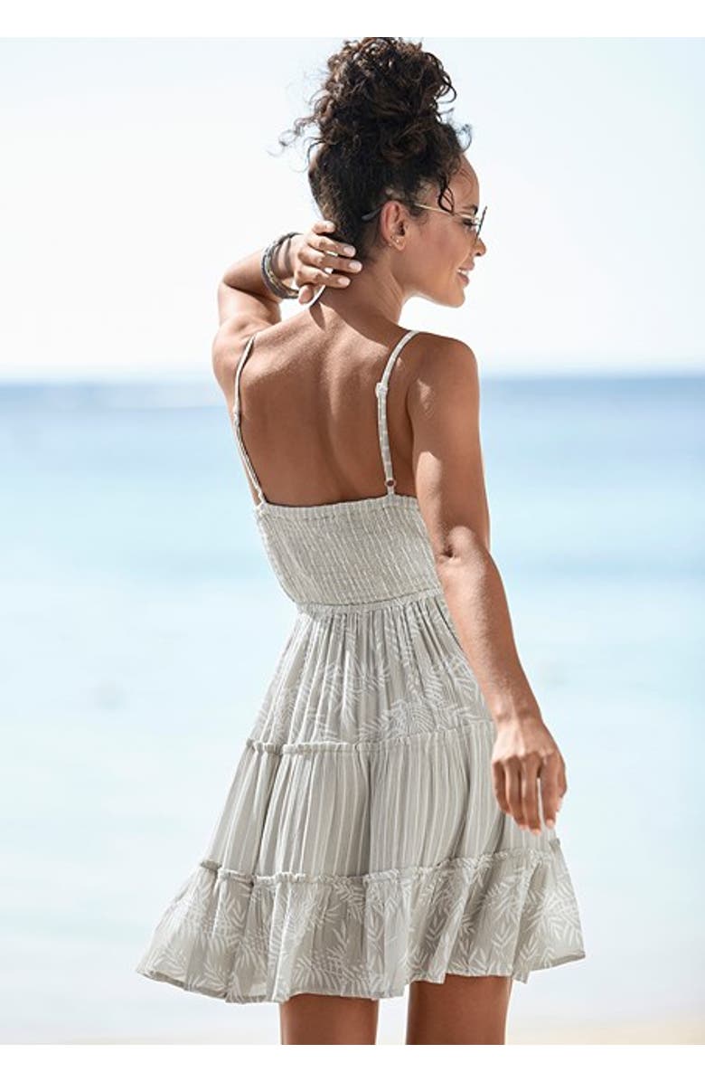 LASCANA Women's Mixed Print Cover Up Dress, Alternate, color, Light Green Multi