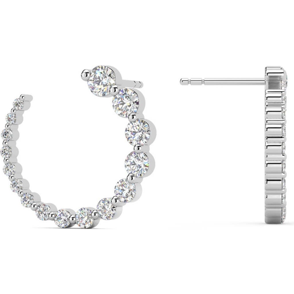Bliss Diamond 1 1/2ct Graduated Diamond Circle Earrings 14k Gold Journey Studs Lab Grown In 14k White Gold