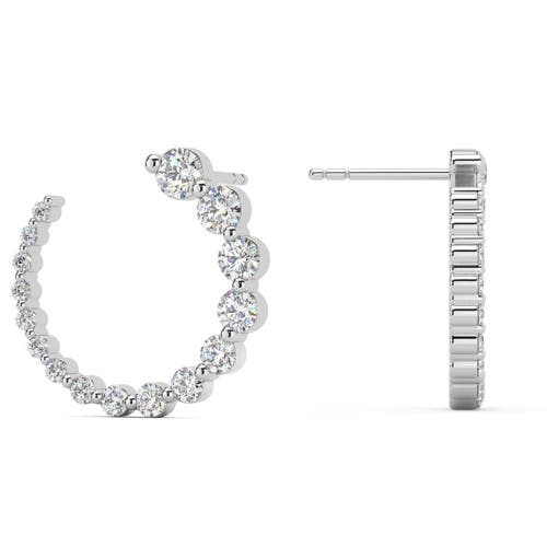 Bliss Diamond 1 1/2ct Graduated Diamond Circle Earrings 14k Gold Journey Studs Lab Grown In 14k Yellow Gold