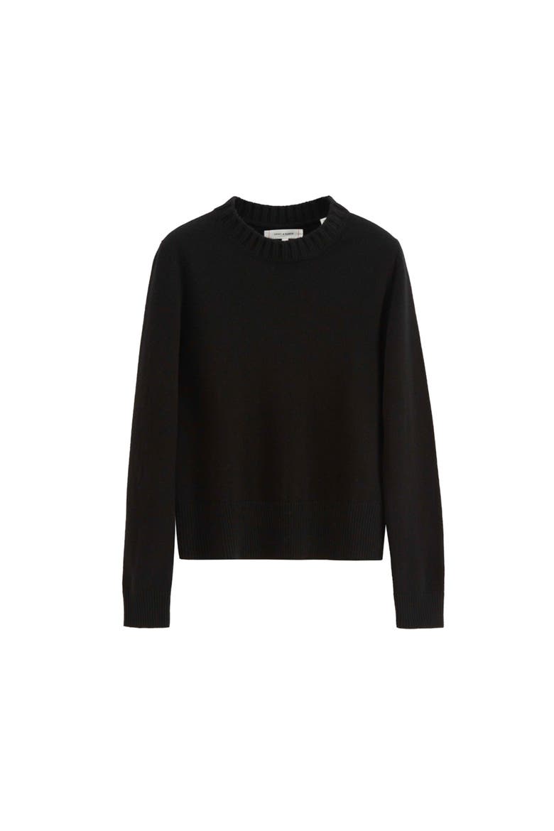 Wool & Cashmere Cropped Sporty Sweater, Alternate, color, Black