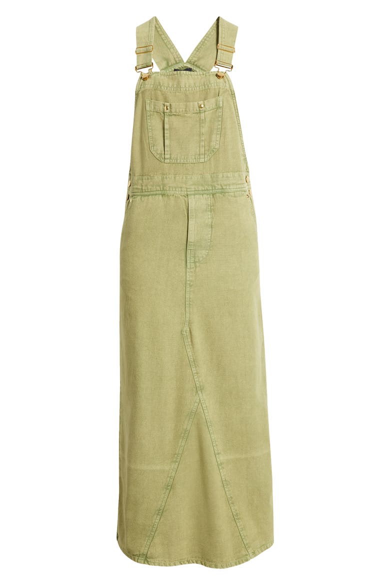 Denim Overall Maxi Dress, Alternate, color, KHAKI