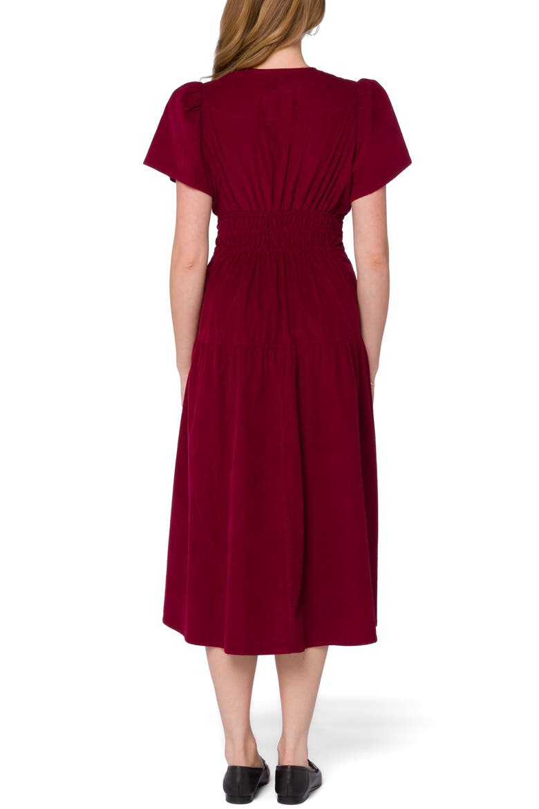 Julissa V-Neck Midi Dress, Alternate, color, CABERNET