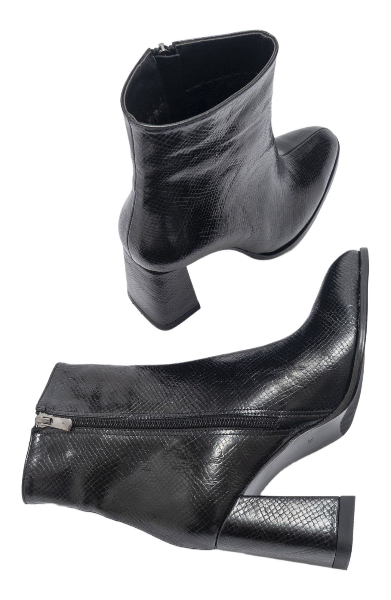 Prologue Shoes Jewel High Heel Boot, Alternate, color, Black Print Faux Leather