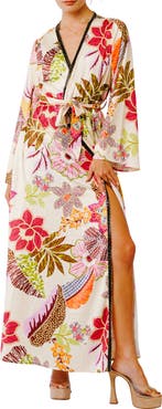 CIEBON Floral Long Sleeve Maxi Wrap Dress