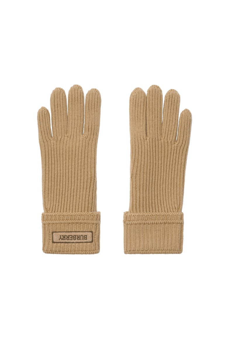 Logo Patch Wool Blend Gloves, Main, color, Sand beige