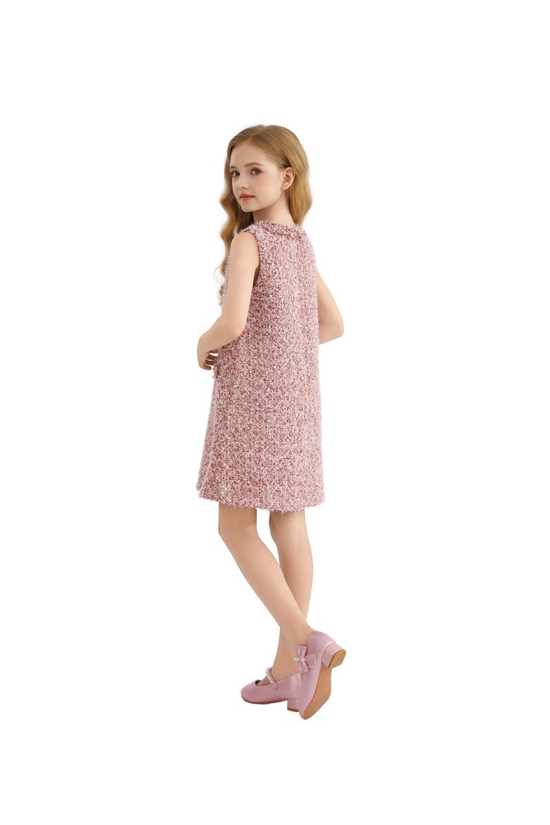 Tweed Sequin Shift Dress, Alternate, color, Pink