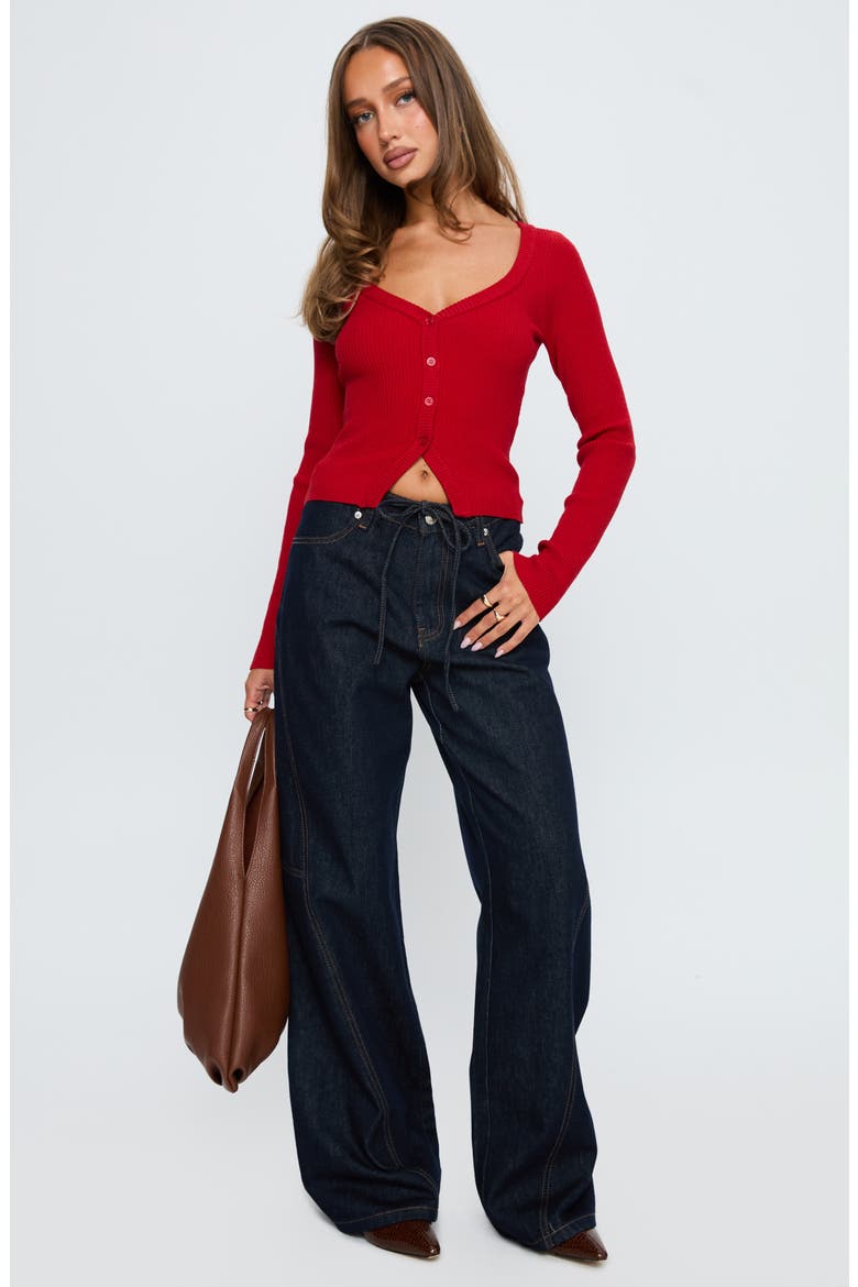 Sorenna Rib Cardigan, Alternate, color, RED
