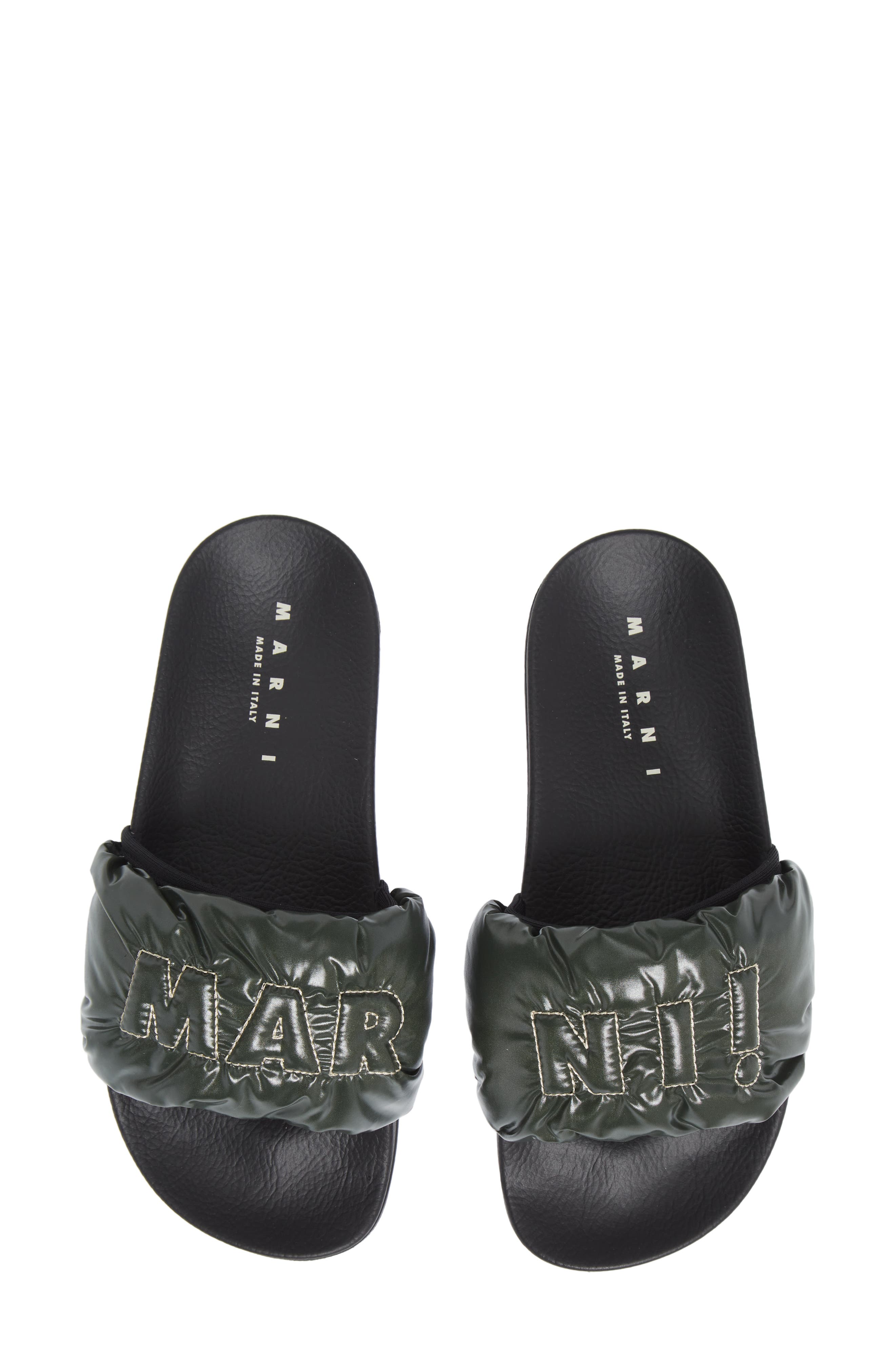 Marni Logo Puffy Pool Slide Sandal, Alternate, color, 