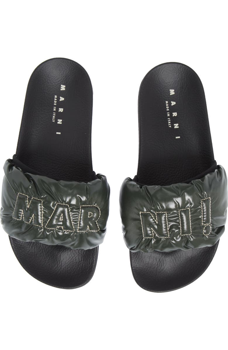 Marni Logo Puffy Pool Slide Sandal, Alternate, color,