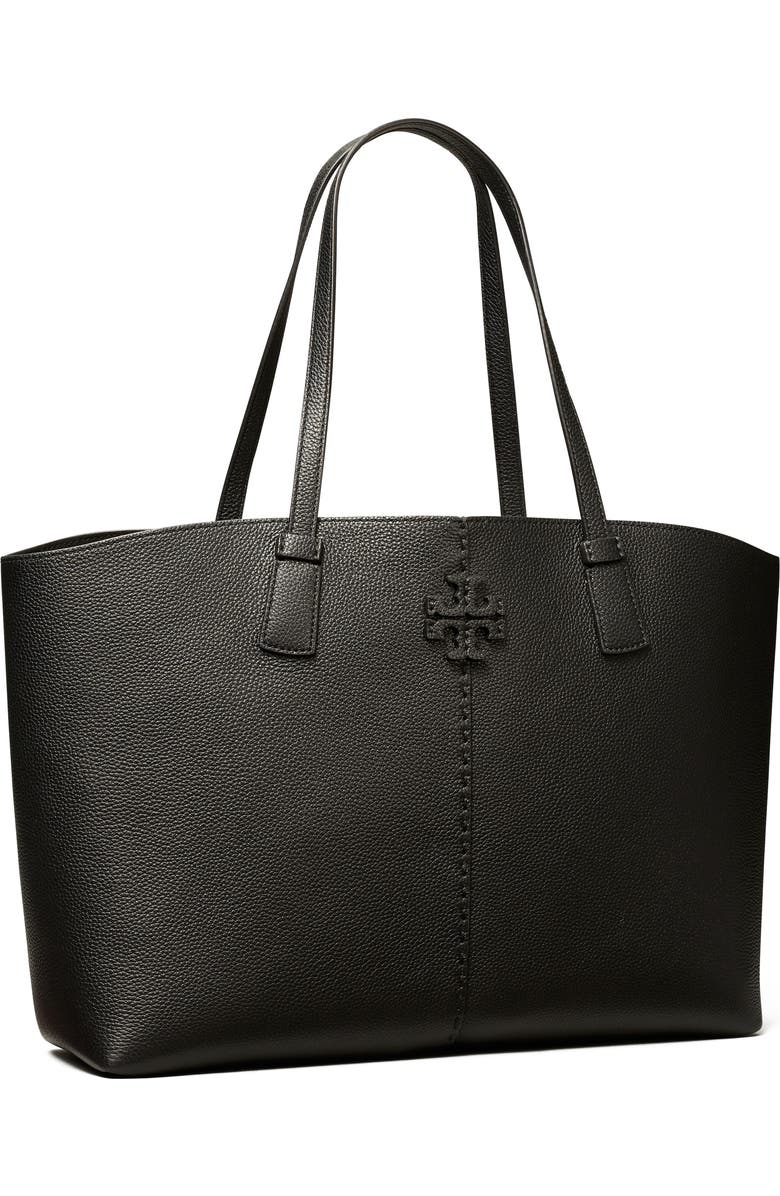 Tory Burch McGraw Leather Tote, Alternate, color, Black