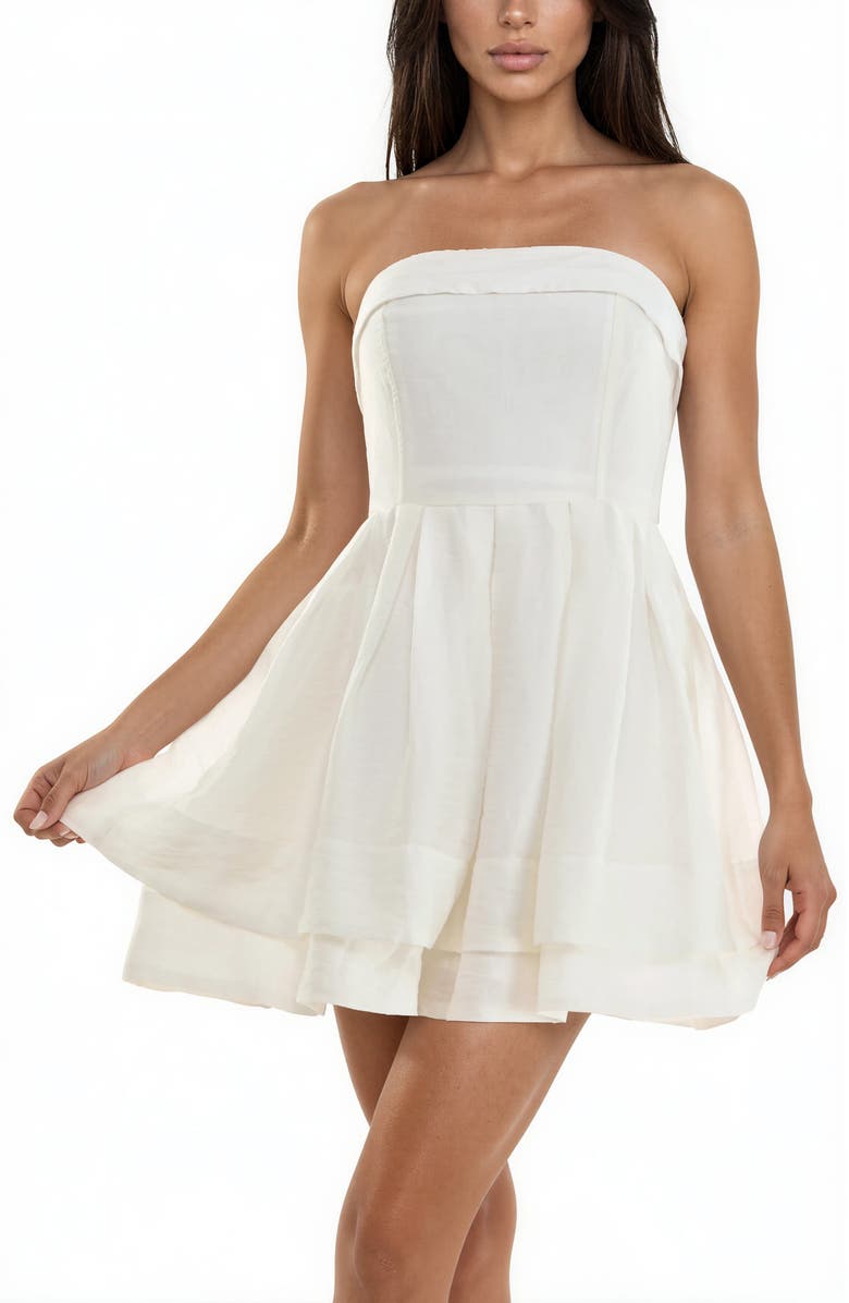 Socialite Double Flounce Strapless Minidress, Alternate, color, White