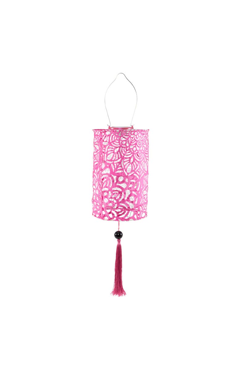 Allsop Home & Garden Soji Stella - Tassel Cylinder - Solar Lantern, Main, color, Pink