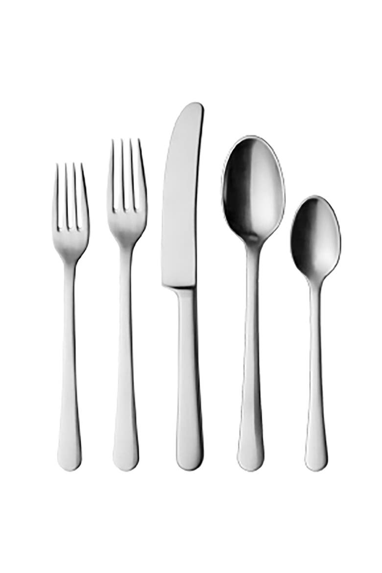 Copenhagen Five-Piece Matte Flatware Place Setting, Main, color, SILVER