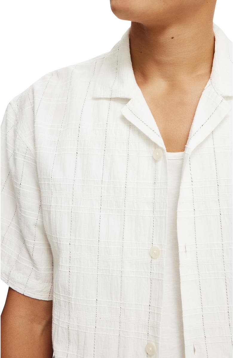 Cotton On Men's Box Fit Short Sleeve Shirt, Alternate, color, White Dobby Check