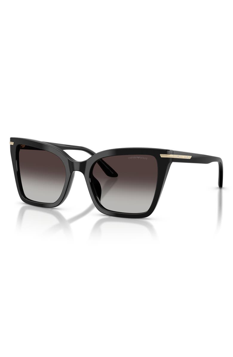 Emporio Armani 53mm Gradient Square Sunglasses, Alternate, color, Shiny Black / Grey Gradient