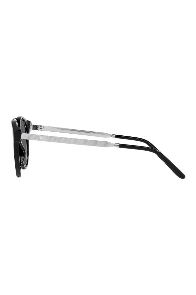 49mm Round Sunglasses, Alternate, color, BLACK
