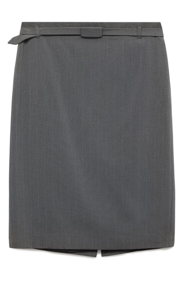 MANGO Belted Pinstripe Stretch Pencil Skirt, Alternate, color,