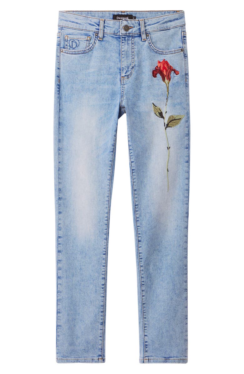 Desigual Aina Embroidered Skinny Jeans, Alternate, color, 