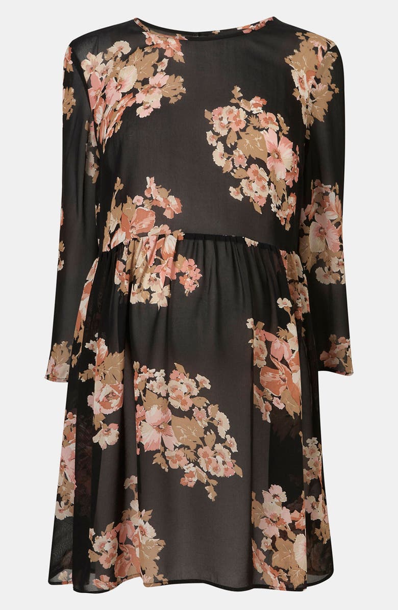 Topshop Floral Print Cutout Back Maternity Tunic, Main, color, 