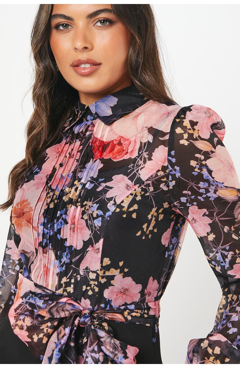 Coast Blouson Sleeve Pintuck Wide Leg Jumpsuit, Alternate, color, Black