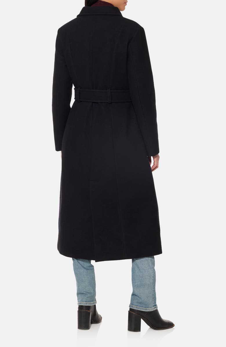 Norwegian Wool Longline City Virgin Wool Blend 753 Fill Power Down Waterproof Coat, Alternate, color, Black