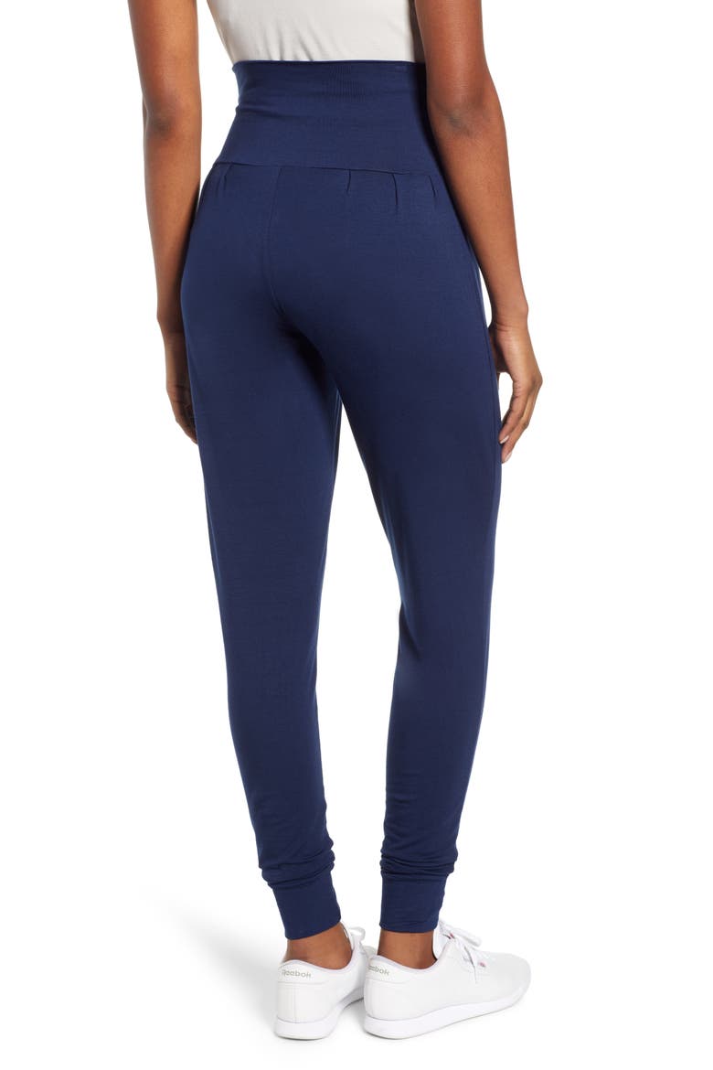 Tapered Maternity Lounge Pants, Alternate, color, NAVY